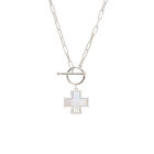 Collar Cruz Madre Perla Plata