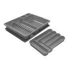 Set De Escurridor Y Portacubiertos De Pl&aacute;stico Resistente Ideen Color Gris