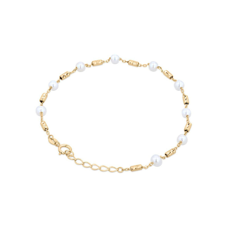 Pulsera De Oro Amarillo 14K Con Perla (16.5 + 2... image number null