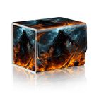 Caja De Almacenamiento Para Cartas Disuofeart 100+ Cuero Pu Con Cierre Magn&eacute;tico Y Dise&ntilde;o De Esqueleto Entre Calaveras En Llamas
