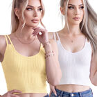 Set 2 Tops De Mujer Deportivo Top-1015-px2 Amarillo Y Blanco Casual Blusa Croptop Tirantes