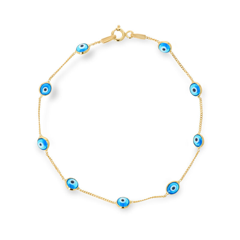 Pulsera Oro Amarillo 14k Ojo Turco Azul 18.5cm ... image number null