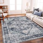 Alfombra Champlant 183 X 274 Cm Azul Oscuro Lavable Estilo Vintage