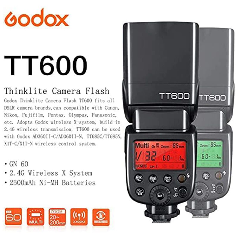 Flash Speedlite Godox Tt600 2.4g Para Canon Nik... image number null