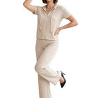 Conjunto 2 Piezas, Sudadera Con Capucha Y Pantal&oacute;n Acanalado Conj-0265 Beige Casual Chic Para Mujer