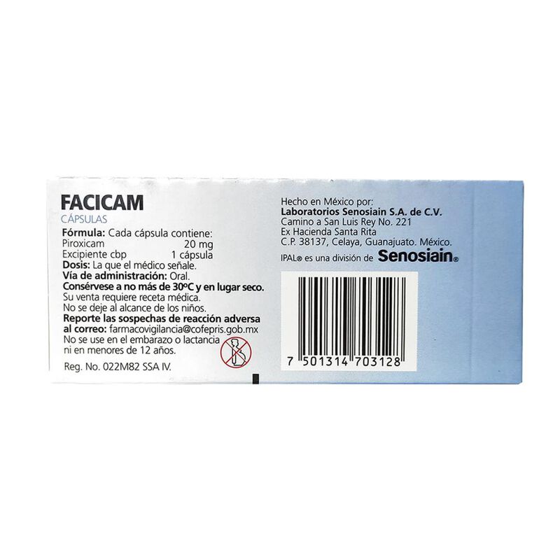 Facicam 20 Mg 20 C&aacute;psula(s) image number null