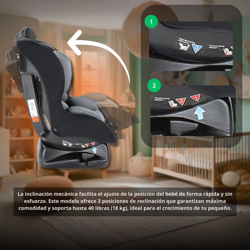 Autoasiento Gris Bebe 3 Posiciones Arnes 5 Punt... image number null