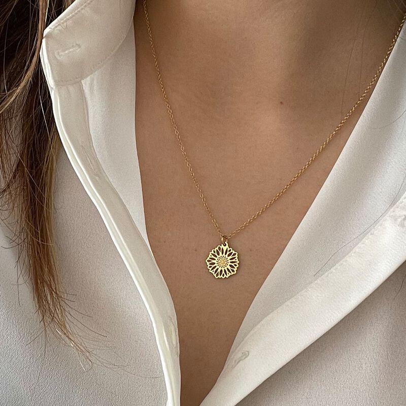 Dije Girasol Mini de Plata con Ba&ntilde;o de Oro Con ... image number null