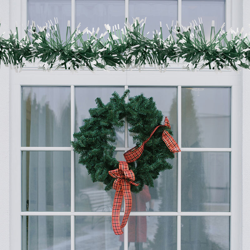 Guirnalda Navide&ntilde;a Verde Puntas Blancas Adorno ... image number null