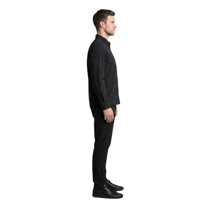 Atlo Camisa Lisa Manga Larga Black Para Hombre image number null