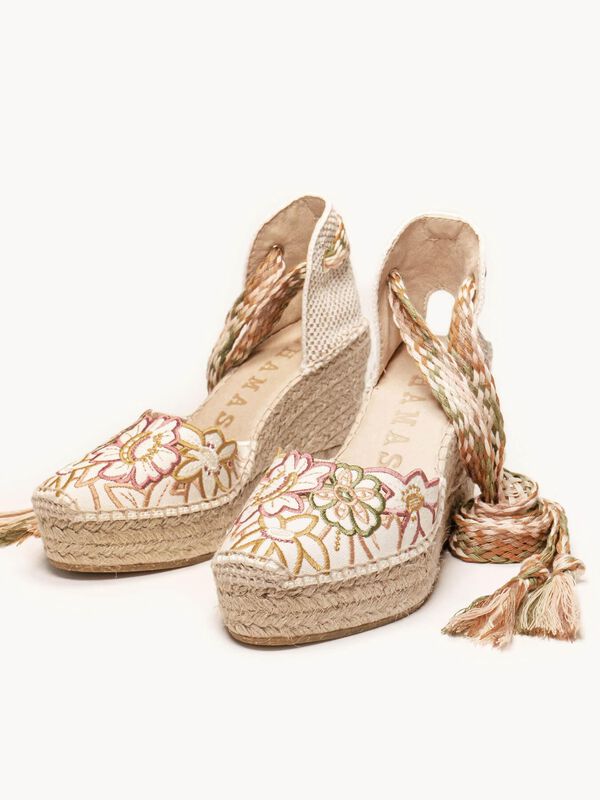 Alpargata de Cu&ntilde;a Alta Romero Bordada Rosa image number null