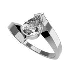 Anillo de Compromiso en Oro Blanco 14K con Circonia -  Talla:7.5/ FJ602-14W-CZ-75