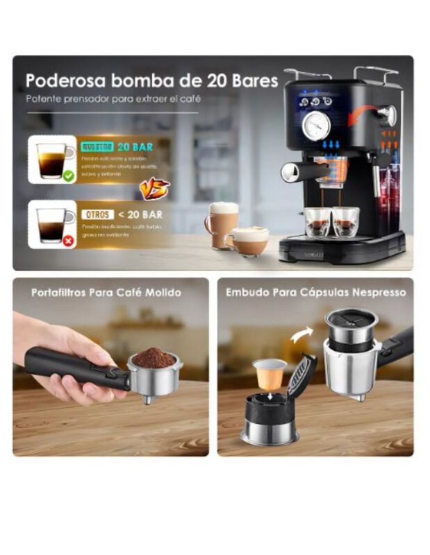 M&aacute;quina De Espresso Y Capuchino  20 Bares Sangk... image number null