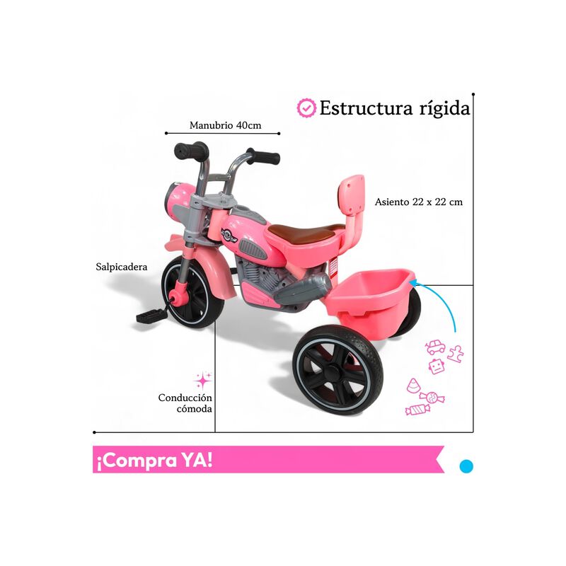 Triciclo Infantil Con Luces, Sonido Y Canastill... image number null