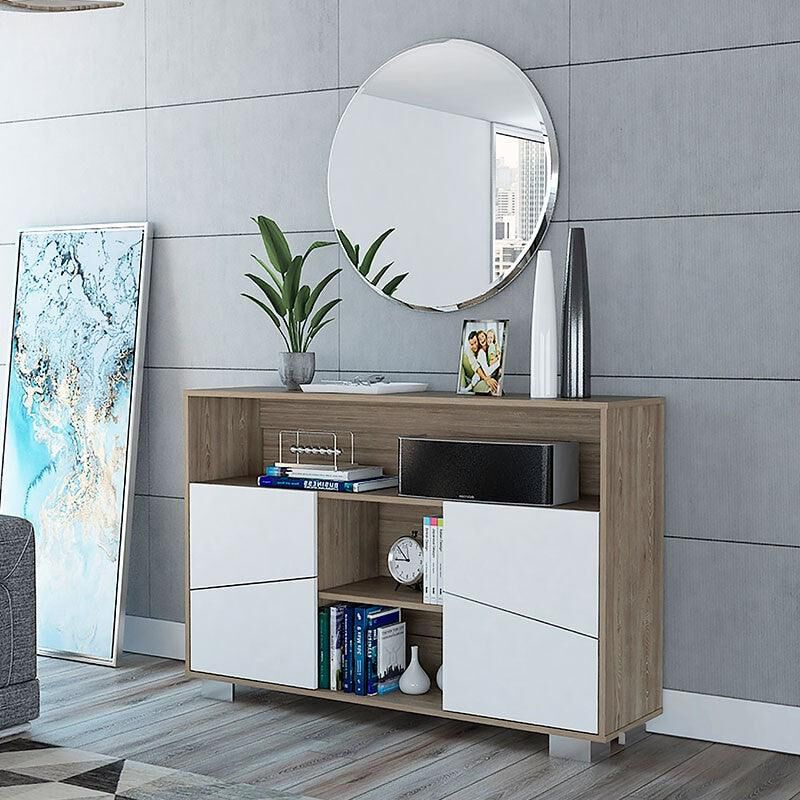 Mesa Auxiliar Orus Miel y Blanco con Cuatro Pue... image number null