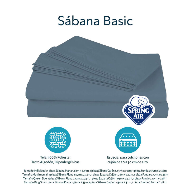 Sábanas Matrimonial Spring Air Azul + Almohada ... image number null
