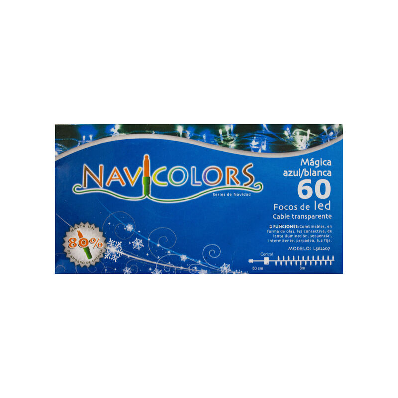 Tira Decorativa Luz Led Azul/Blanco 60 Focos 8 ... image number null