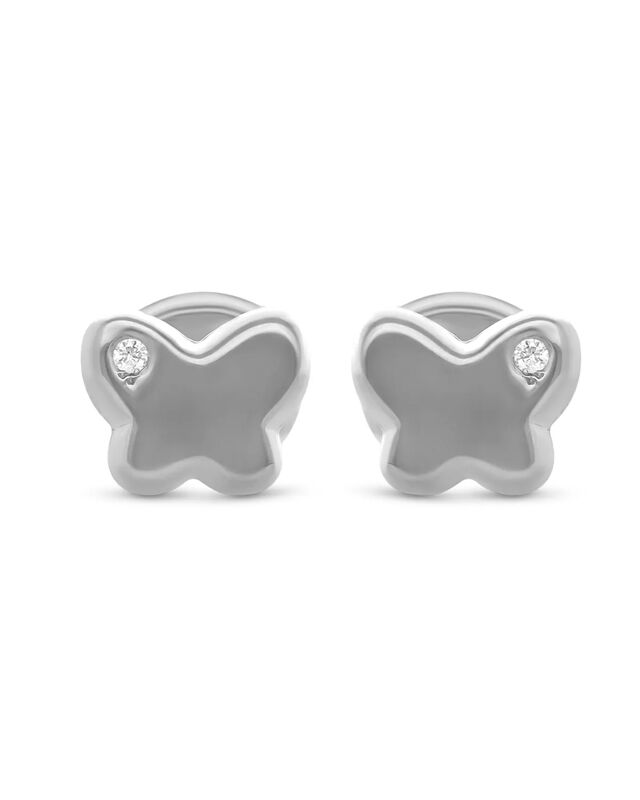Broqueles De Mariposa En Oro Blanco 14k Con 1pt... image number null
