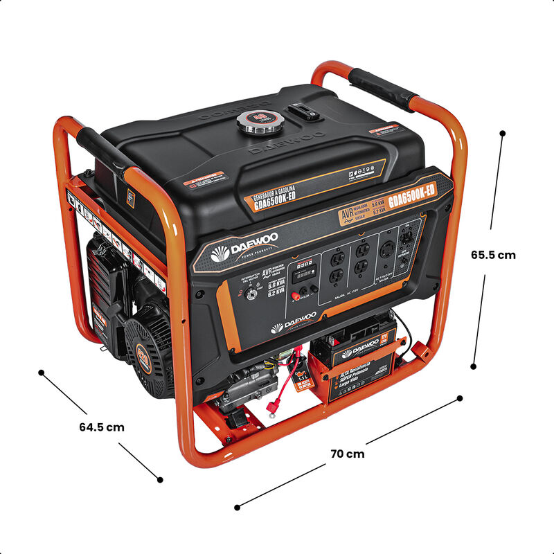 DAEWOO Generador port&aacute;til 6.2 kW 420CC 40L Regu... image number null