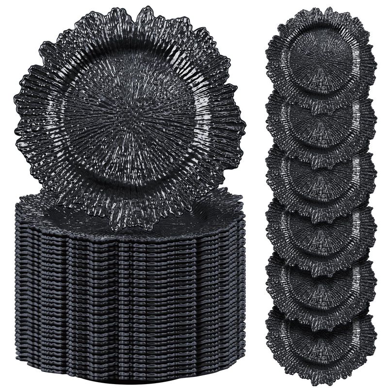 Platos de presentaci&oacute;n Tanlade 33 cm Negro 100 ... image number null