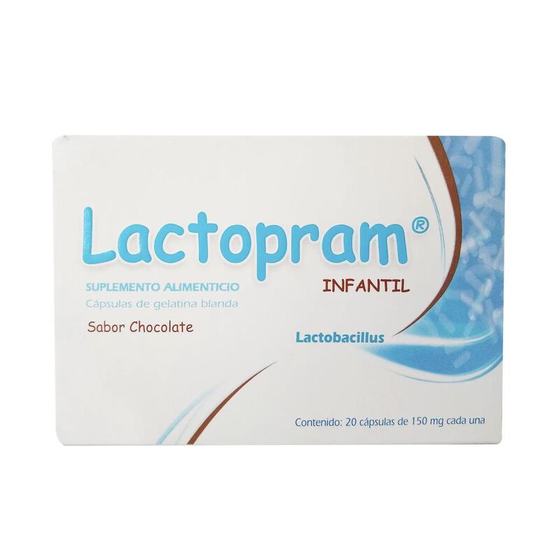 Lactopram Infantil Chocolate 150 Mg 20 C&aacute;psulas image number null