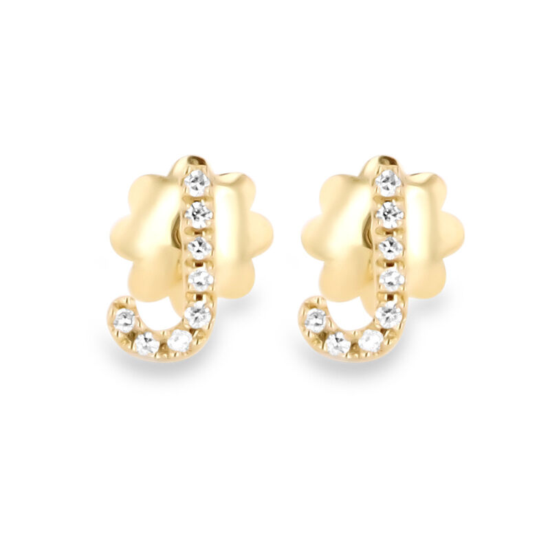 Broqueles De Oro Amarillo (Letra J) 14K Con 3Pt... image number null