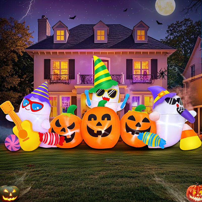 Inflable Kooy 2,4 m Fantasma Y Calabaza Con Luc... image number null