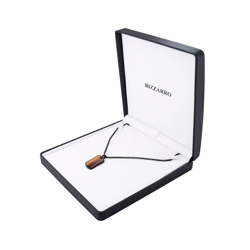 Dije De Acero Color Negro Con Ojo De Tigre Y Ca... image number null