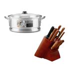 Combo Budinera Lamex Aluminio 15 Litros Con Tapa De Vidrio + Jgo De Cuchillos Tramontina Dynamic 14 Piezas Inox End