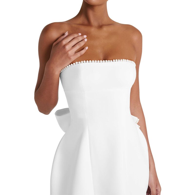 Vestido Azhong Mini Blanco Sin Tirantes con Laz... image number null