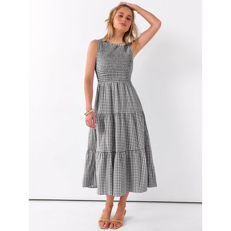Vestido Maxi ANRABESS Sin Mangas a Cuadros Negr... image number null