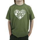 Camiseta Word Art Para Ni&ntilde;o - Conchas Marinas - Verde Militar