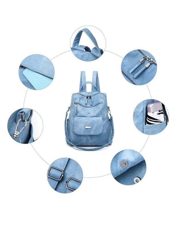 Bolsa Backpack Pink Brule De Cuero Para Mujer image number null