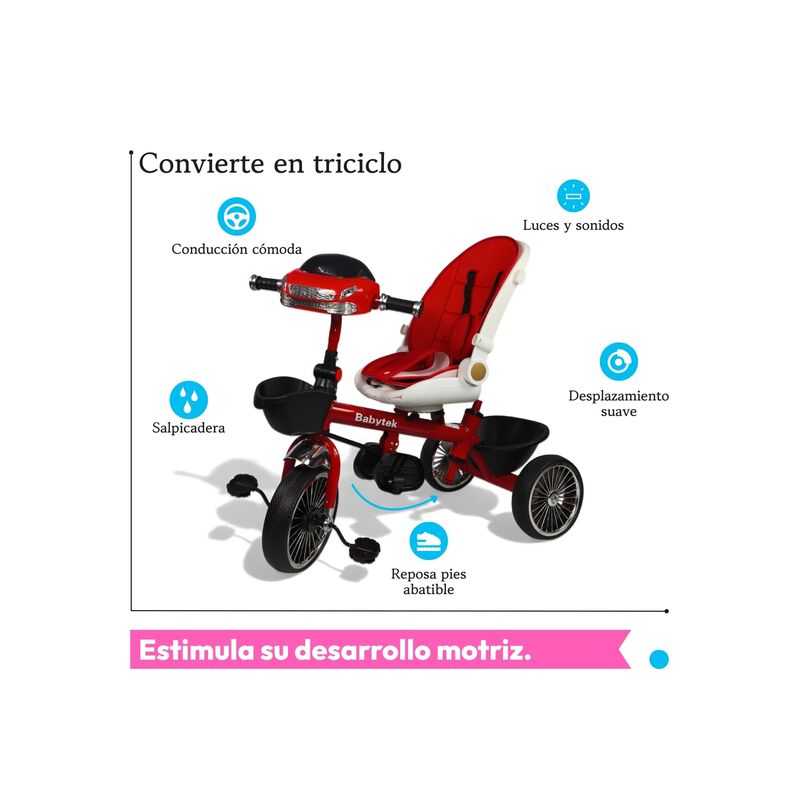 Triciclo Evolutivo 3 En 1 Con Bast&oacute;n Direcciona... image number null