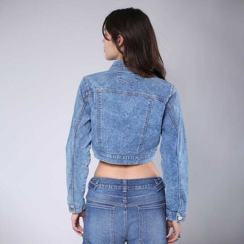 Chamarra Crop Mujer Mezclilla Stretch Savi Jean... image number null