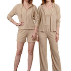 Conjunto 4 Piezas, Sudadera, Blusa, Pantal&oacute;n Y Short Conj-0239 Beige Comodidad Con Estilo Sofisticado Para Mujer