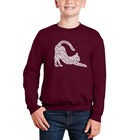 Sudadera De Cuello Redondo Word Art Para Ni&ntilde;o - Gato Estir&aacute;ndose - Granate