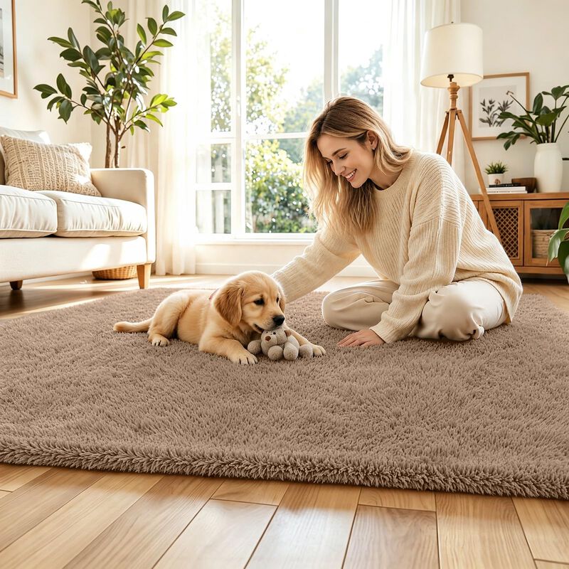 Alfombra Junhejiamei 244x152 Cm Beige De Peluch... image number null