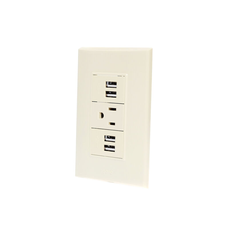 Placa Con 1 Contacto y 4 Tomas USB Marfil iGoto image number null