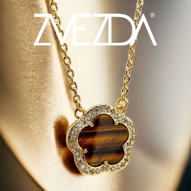 Collar Tr&eacute;bol Chapa de oro 18k Zvezda image number null