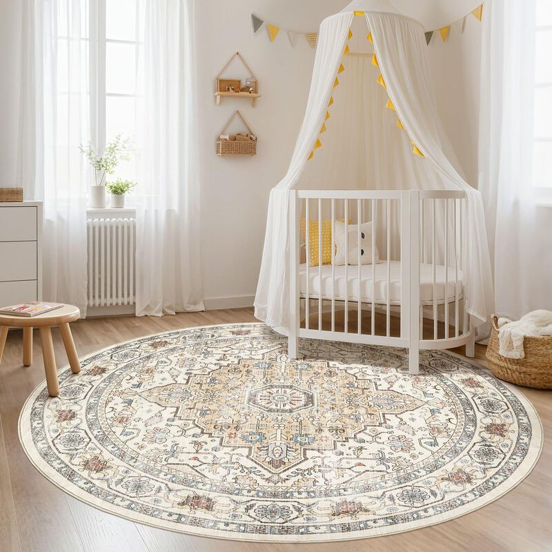 Alfombra Redonda Loongrug 203 Cm Lavable Boho V... image number null