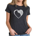 Camiseta Mezcla Premium Word Art Para Mujer - Coraz&oacute;n de Perro- Negro
