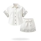 Conjunto Camisa Y Falda De Mezclilla Con Brillos