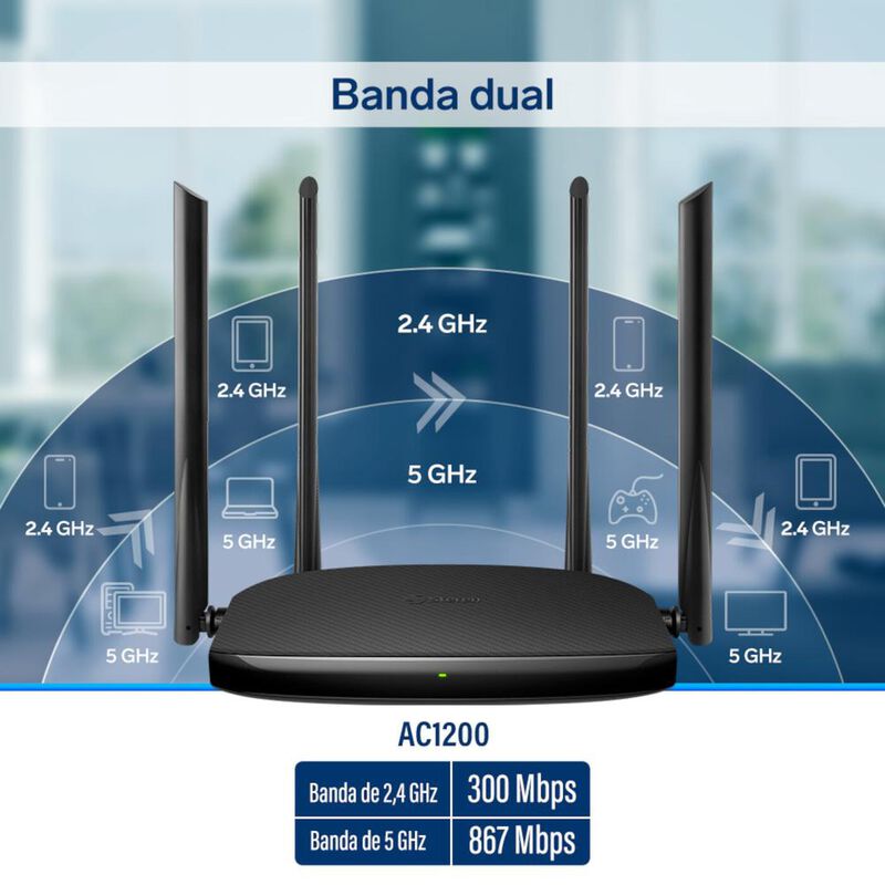 Repetidor / router Wi-Fi, 2,4 GHz y 5 GHz (B/G/... image number null