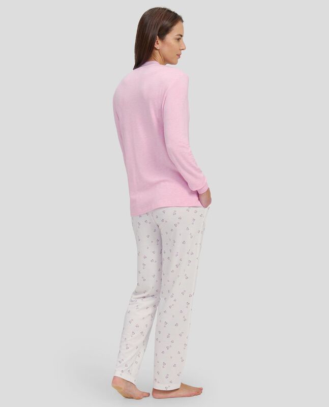 Pijama Largo Mixto con Corazones Rosa image number null