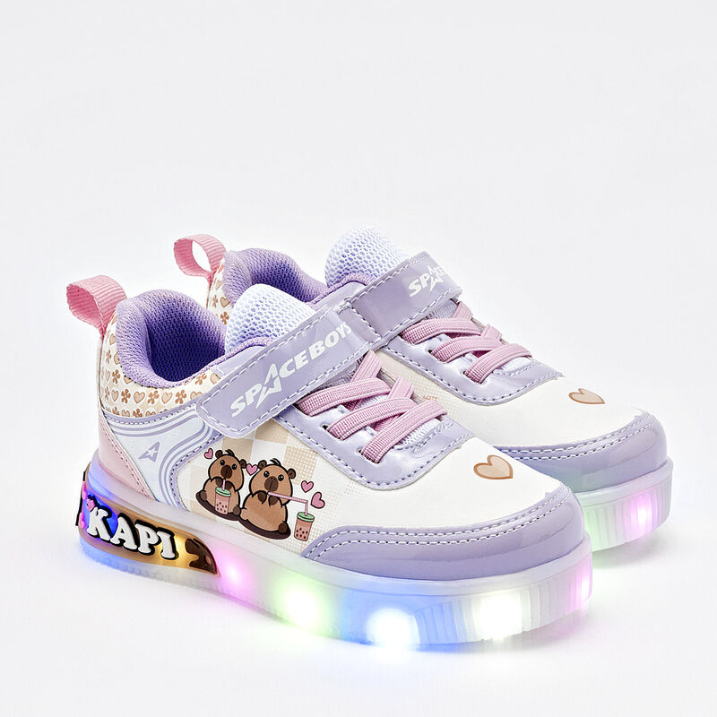 Space Boys Tenis Con Luces Para Beb&eacute; Blanco Lil... image number null