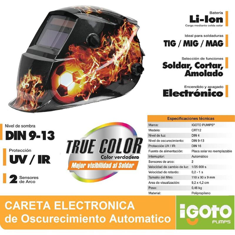 Careta Electr&oacute;nica Igoto CRT12 Oscurecimiento A... image number null