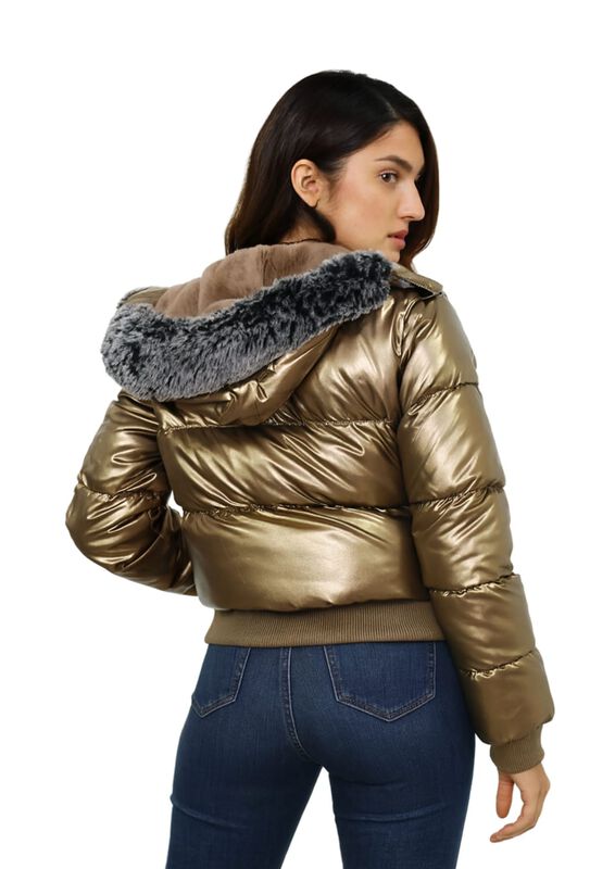 Chamarra Puffer Metálica Dorado M image number null