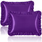 Funda De Almohada Homiest King Color P&uacute;rpura Con Volante De Sat&eacute;n - Pack De 2