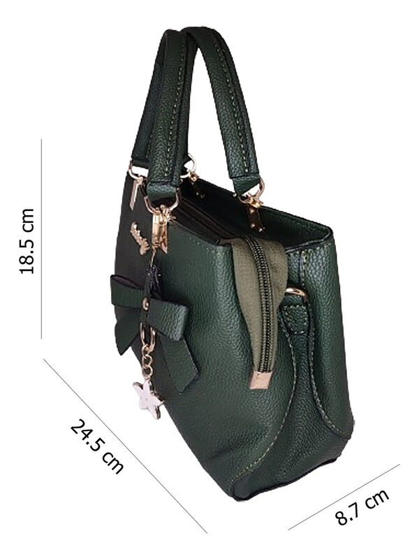 Bolso Duffel Liso Verde Oscuro Con Mo&ntilde;o image number null